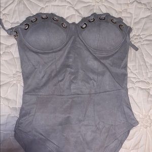 Gray suede bodysuit ONLY WORN ONCE